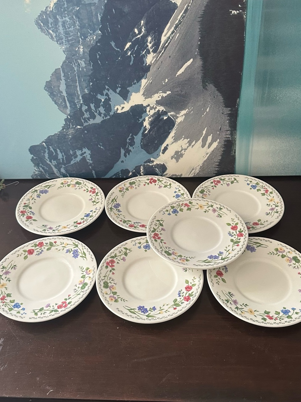 (7) Plates English Garden 225 ~6" Dessert Bread Stonewareu